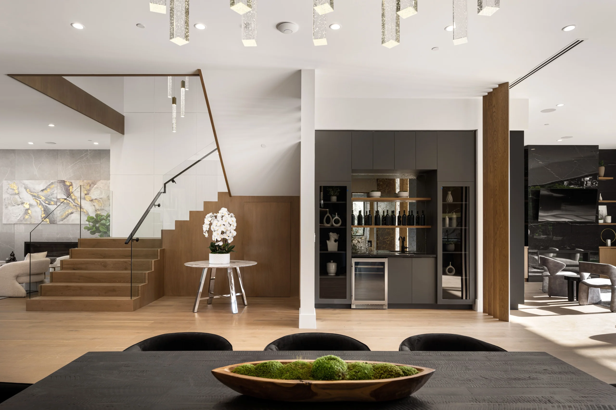 Interior remodeling for a luxury home with modern finishes, refined details, and an updated residential layout