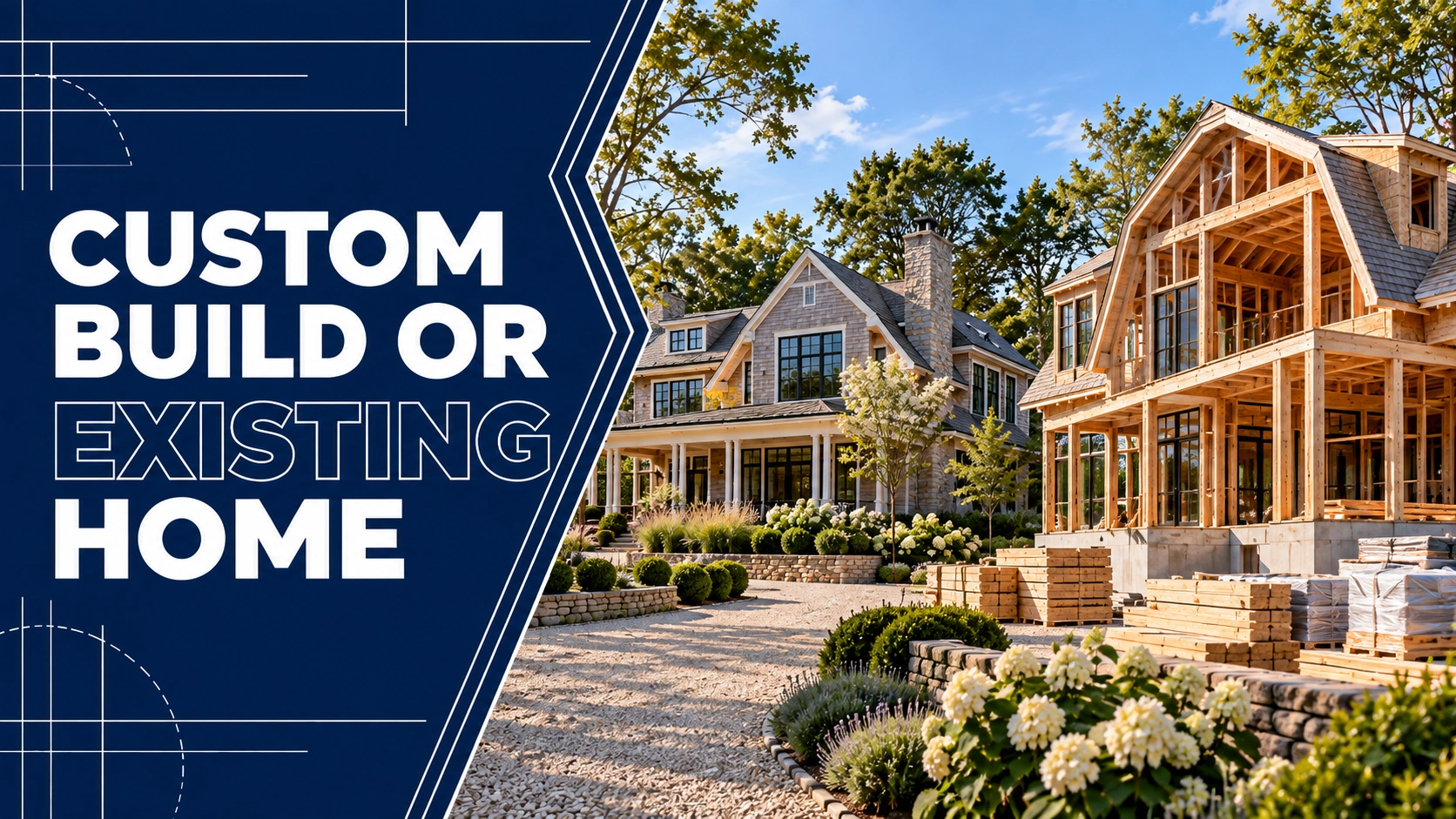 Custom home construction beside an existing luxury Hamptons residence